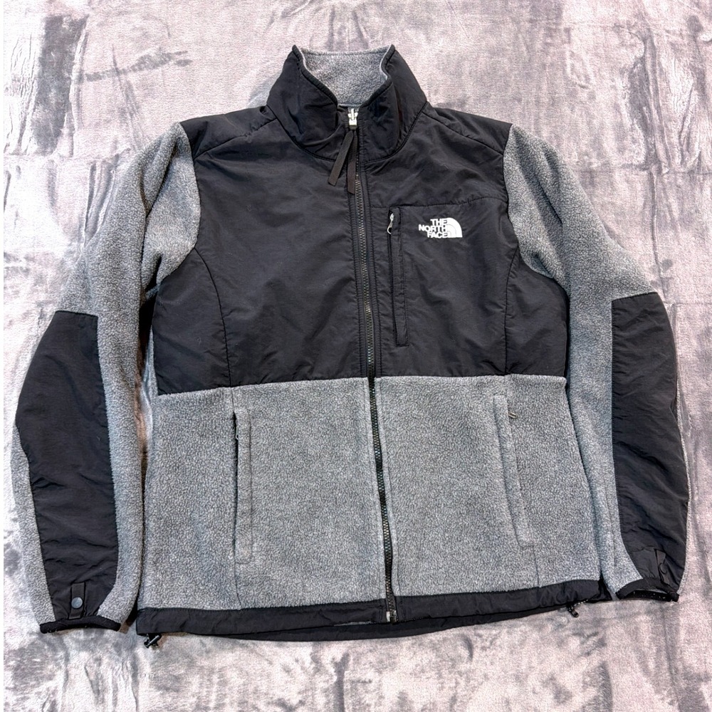 The North Face Denali Fleece Jacket Womens Grey Black Polartec Full Zip Large